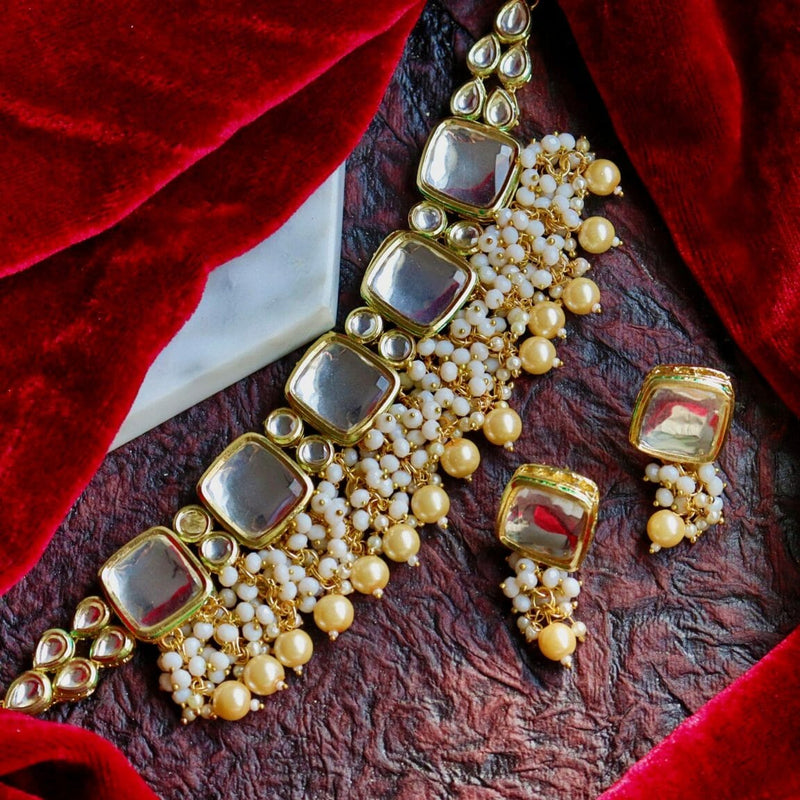 Gold Tone Kundan Choker Necklace Set