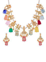 Gold-Platead Handcrafted Multi tanjore Stone Jewellery Set