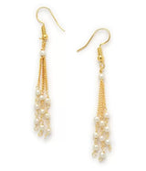 Gold-Plated Beaded Layered Necklace & Earrings Set