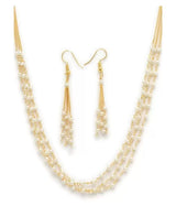 Gold-Plated Beaded Layered Necklace & Earrings Set