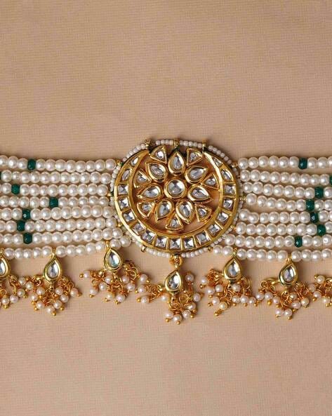 Gold Tone Kundan Choker Necklace Set
