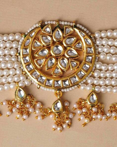 Gold Tone Kundan Choker Necklace Set