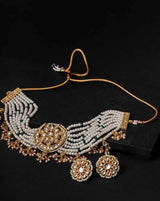 Gold Tone Kundan Choker Necklace Set