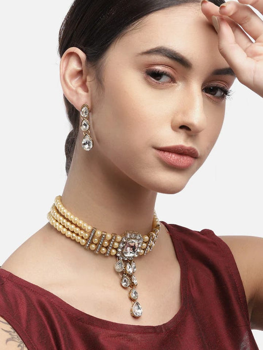 Gold Plated Elegant kundan Necklace set