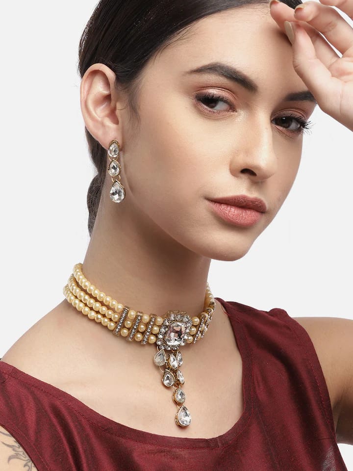 Gold Plated Elegant kundan Necklace set