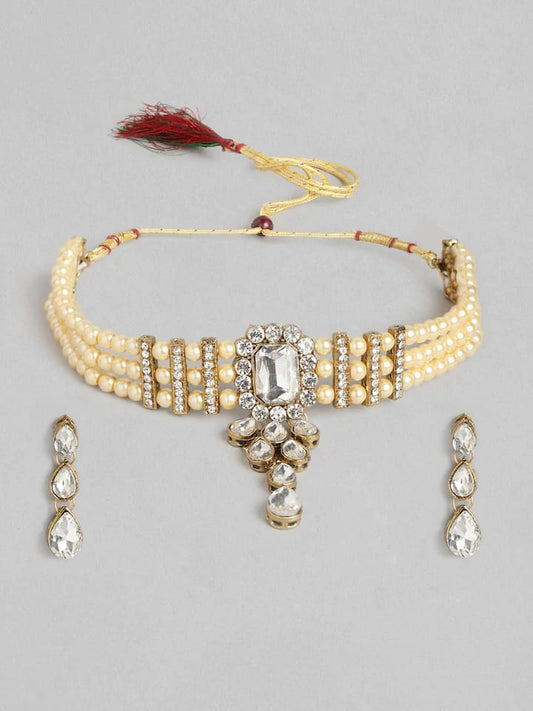 Gold Plated Elegant kundan Necklace set