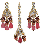 Gold Plated Elegant kundan Necklace set With Tika