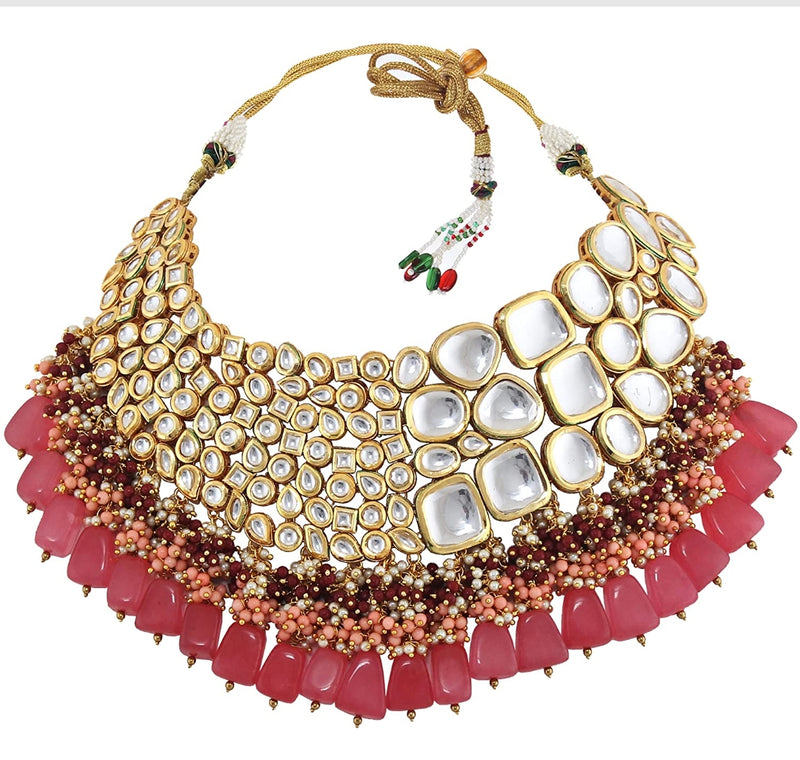Gold Plated Elegant kundan Necklace set With Tika