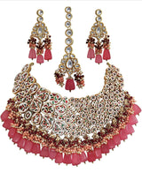 Gold Plated Elegant kundan Necklace set With Tika