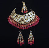 Gold Plated Elegant kundan Necklace set With Tika