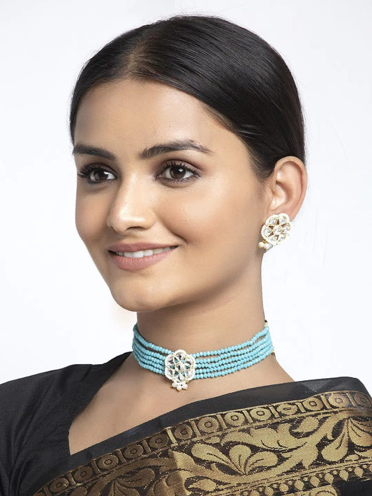 Gold Plated Elegant kundan Necklace set