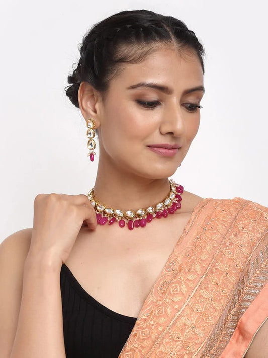Gold Plated Elegant kundan Necklace set