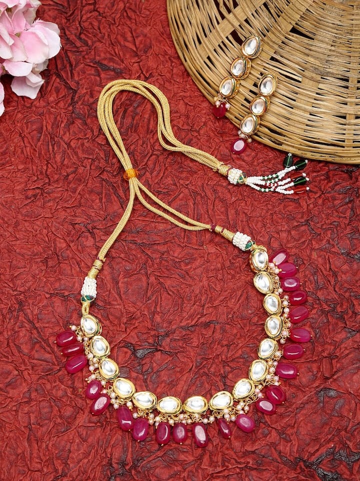 Gold Plated Elegant kundan Necklace set