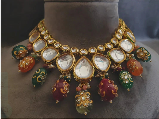Gold Plated Elegant kundan Necklace set