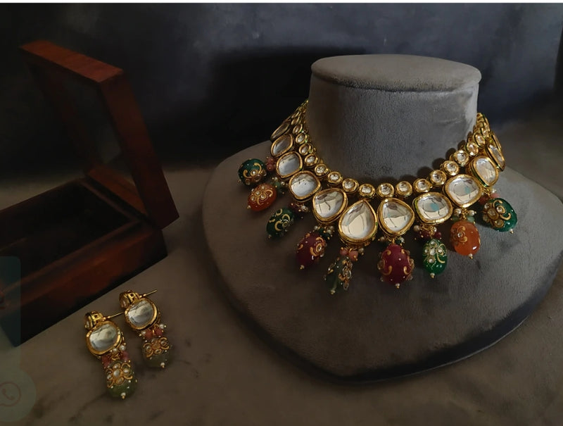 Gold Plated Elegant kundan Necklace set