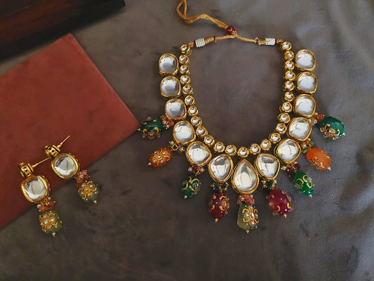 Gold Plated Elegant kundan Necklace set