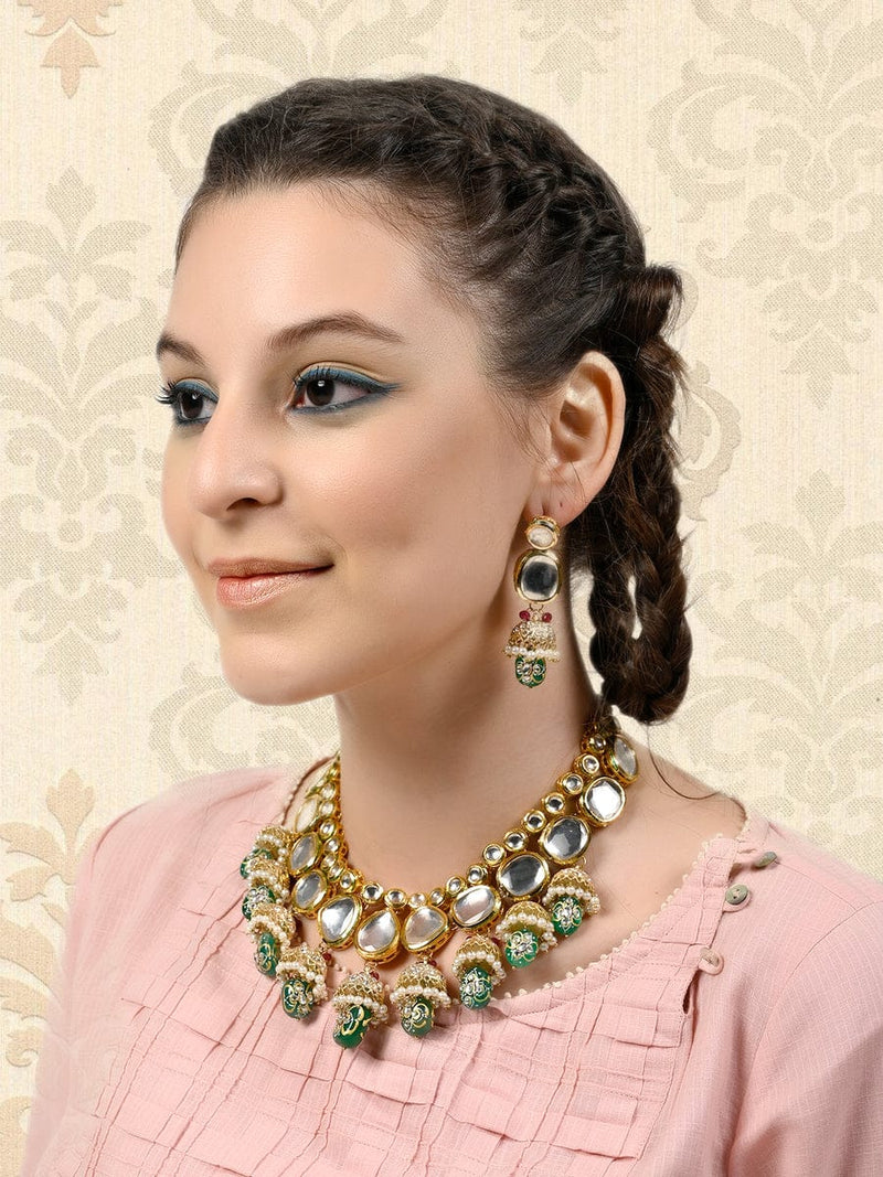 Gold Plated Elegant kundan Necklace set