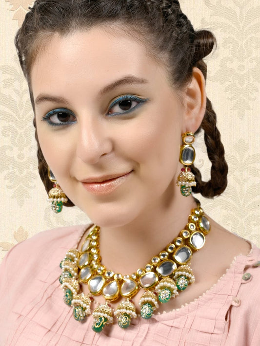 Gold Plated Elegant kundan Necklace set