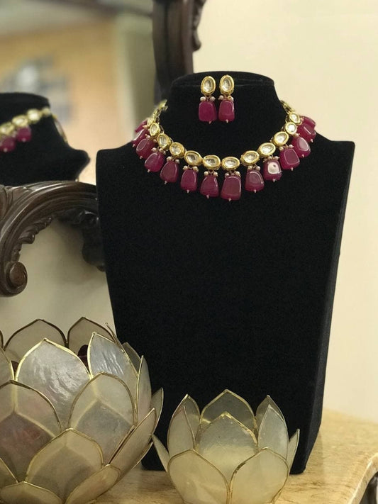 Gold Tone Kundan Choker Necklace Set