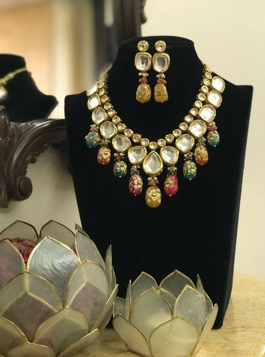 Gold Plated Elegant kundan Necklace set