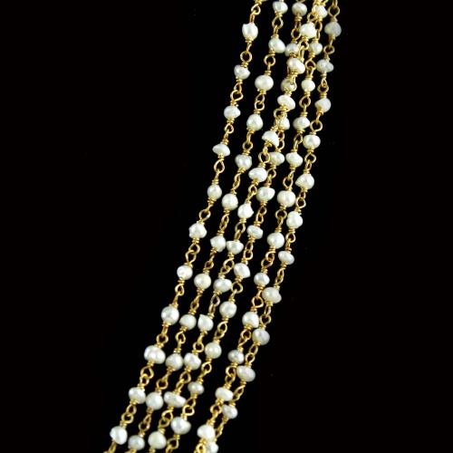Gold Tone Ethnic Multistrand Pearls Necklace & Earring Set