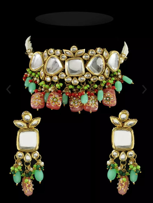 Gold Plated Elegant kundan Necklace set