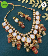 Gold Plated Elegant kundan Necklace set