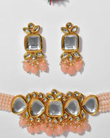 Gold-Plated Kundan-Studded Necklace & Earrings Set