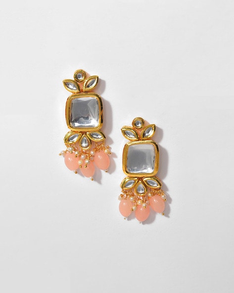Gold-Plated Kundan-Studded Necklace & Earrings Set