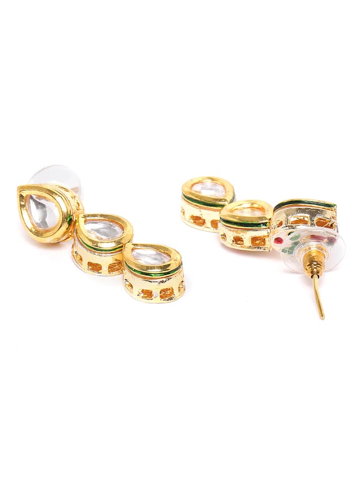 Gold-Plated Kundan-Studded Necklace & Earrings Set