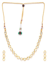 Gold-Plated Kundan-Studded Necklace & Earrings Set