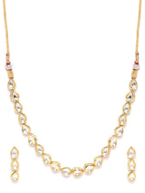 Gold-Plated Kundan-Studded Necklace & Earrings Set