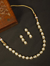 Gold-Plated Kundan-Studded Necklace & Earrings Set