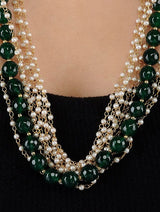 White & Green Long Necklace