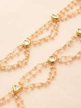 Gold Plated Kundan Pearl Tasselled Payals- Set Of 2