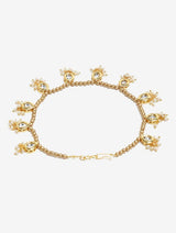 Gold-Plated & White Kundan Set Of 2 Anklets
