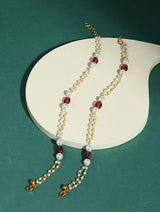 Gold Plated Pearl Tasselled Payals- Set Of 2