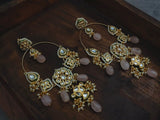 Gold Plated Kundan Polki And Pearl Chandbali Earrings