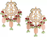 Gold Plated Kundan Polki And Pearl Earrings