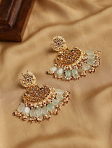 Gold-Plated Gemstone-Studded Drop Earrings