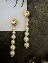 Gold Plated Kundan Studded Drop Earrings