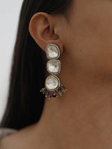 Silver Plated Rhodium Beaded Stud Earrings