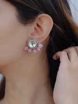 Silver Plated Rhodium Beaded Stud Earrings