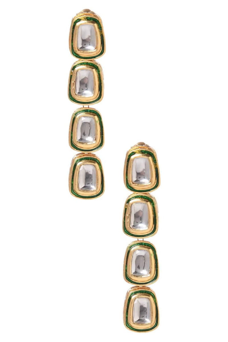 Gold Plated Kundan Work Earrings