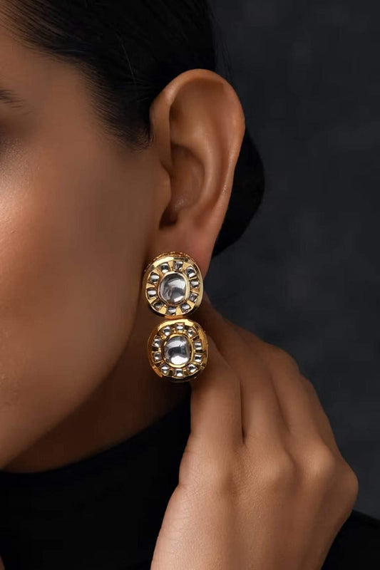 Gold Finish Kundan Stone Earrings