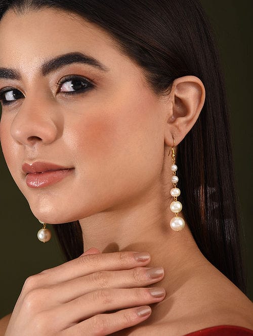 White Pearl Drop Earrings