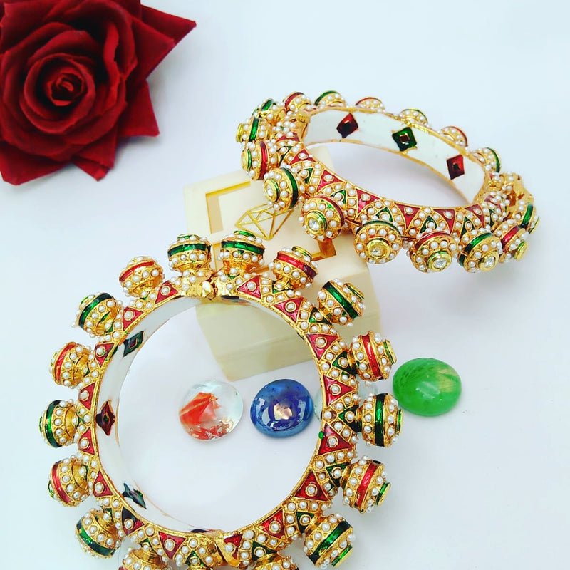 Royal Jadau Rajwadi Kada Bangles with Kundan Stones