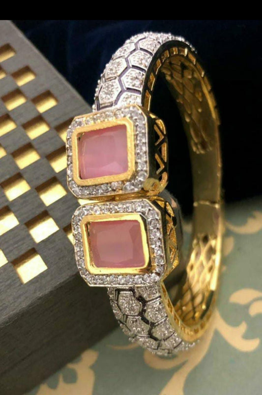 American Diamond Gold-Plated Bangle-Style Bracelet