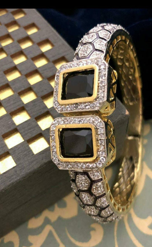 American Diamond Gold-Plated Bangle-Style Bracelet