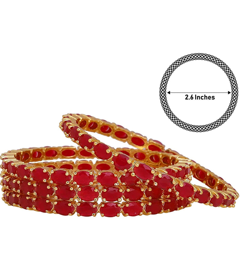 22K Gold-Plated Pink Stone-Studded Sustainable Handcrafted Bangles (Set Of 4)